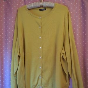 Lands' End Golden Yellow Cardigan Sweater Size 3X